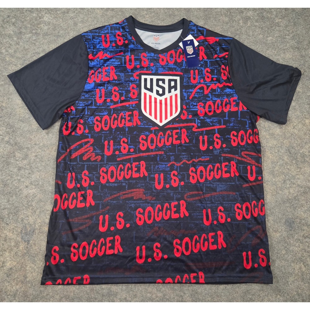 US Soccer Federation Mens XL Jersey T-Shirt Red Blue Black USA FIFA World Cup